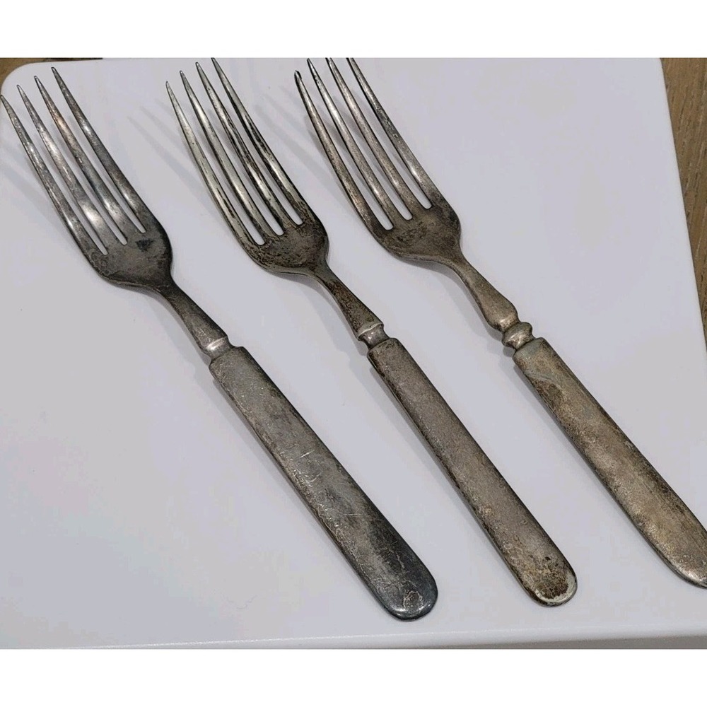 Vtg 1835‎ R. Wallace & Wallace,  Rodges 12  Silverplate Dinner Forks Lot Of 3